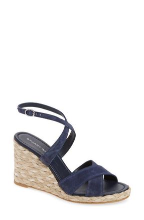 Stuart Weitzman Alyssa Ankle Strap Wedge Sandal in Nice Blue at Nordstrom, Size 10.5