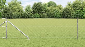 Berkfield Home Chain Link Fence with 13 Spike Posts 0, 8x25 m Galvanised Steel in Silver