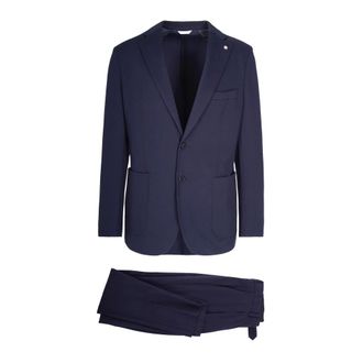 Manuel Ritz Kostuums, Heren, Blauw, 2Xl, Polyester, Pinstripe Single-Breasted Suit