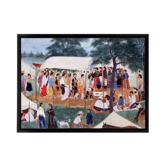 Artery8 Spybuck Shawnee Buffalo Dance Framed Canvas Wall Art Print | Size: W24 x H32