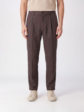 Herno Linen Chino Trousers with Pleats and Rear Welt Pockets