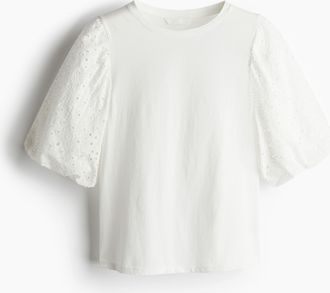 H&M Shirt mit Ballon&auml;rmeln - White