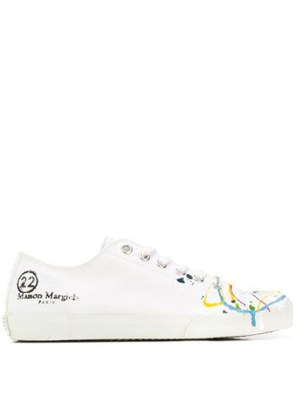 Maison Margiela Tabi paint-splatter sneakers - White