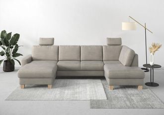 HOME AFFAIRE Wohnlandschaft »Summer U-Form« mit oder ohne Bettfunktion und Bettkasten, Cord-Bezug