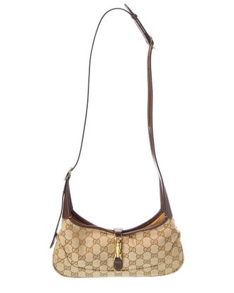 Gucci Jackie Slim Medium Canvas & Leather Hobo Bag