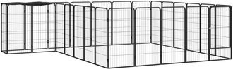vidaXL Jaula Perros 26 Paneles Acero Recubierto Polvo Negro 50x100 Cm Vidaxl