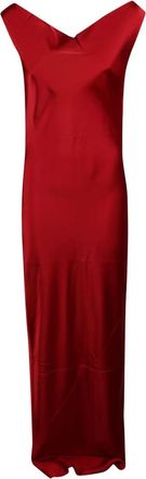 Norma Kamali Kleedjes, Dames, Rood, M, Polyester, Sleeveless Low Back Drape Gown