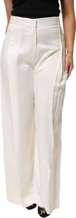 Brian Dales Womens Wide Leg Highwaisted Pants - Ivory viscose - Size EU 40 (Womens)