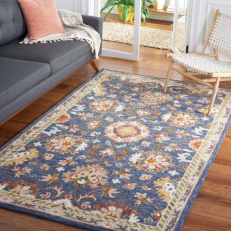 Safavieh Aspen Hand Made Area Rug, Blue / Rust Traditional Style Non-Shedding