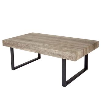 Hhg Mesa De Centro Kos T576, Mesa De Sal&oacute;n, 40x110x60cm Certificado Mvg, Roble Silvestre, Patas De Metal Oscuro