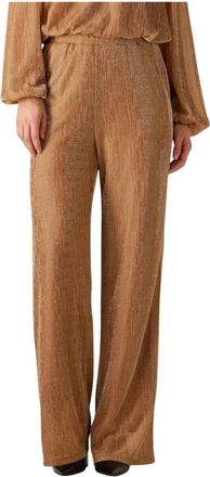 Amaya Amsterdam Gouden Wijde Broek Mikki - Dames - Wijde Broeken - Bruin - XS - Broeken