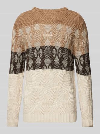 Ragman Strickpullover mit Label-Detail in Mittelbraun, Gr&ouml;&szlig;e XXL