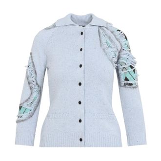 Moschino Wool Cardigan - Dames - Vesten - Blauw - S - Wol - Truien & Vesten