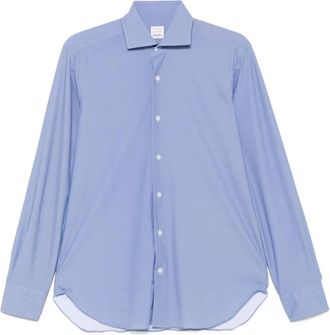 Barba Overhemden, Heren, Blauw, 5Xl, Blauwe Button-Up Spreidkraag Overhemd