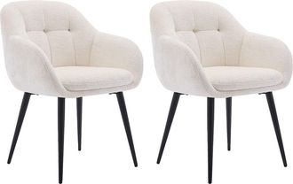 Pascal Morabito Conjunto de 2 sillas con reposabrazos de tela texturizada y metal negro - Crema - LASSANDRA de Pascal Morabito