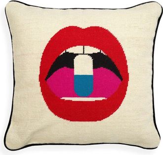 Jonathan Adler Coj&iacute;n de punto de aguja con dise&ntilde;o completo de labios uk