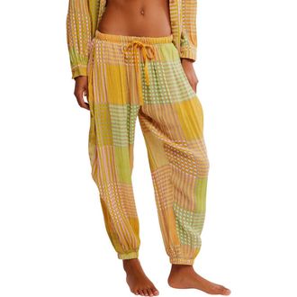 Free People Night After Night Pajama Pants in Lemon Lime Combo at Nordstrom, Size Small