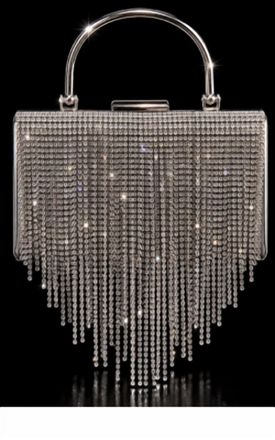 Urban Expression Dripping Rhinestone Evening Bag In Silver