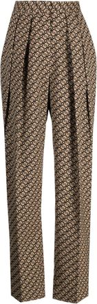 Stella McCartney straight-leg wool-blend trousers - women - Wool/Cotton/Polyester/Elastane - 40 - Brown