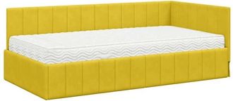 vidaXL Corner Bed Frame with Mattress Yellow 100 x 200 cm Velvet vidaXL