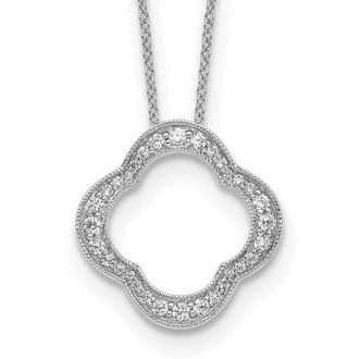 Diamond2Deal 14k White Gold 3/8 Ct Lab Grown Diamond Floral Pendant Necklace 18 Clarity VS, Color D-E
