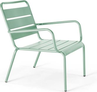 Oviala Sill&oacute;n de jard&iacute;n bajo de acero verde salvia