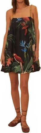 Farm Rio Midnight Macaw Fiesta Sleeveless Mini Dress In Black