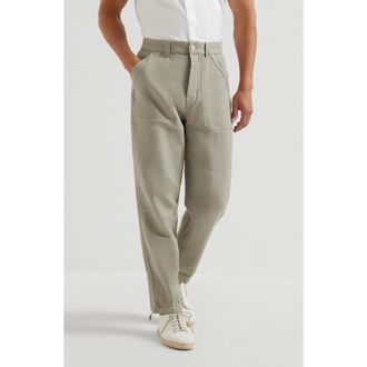 Brunello Cucinelli Drill trousers in Khaki at Nordstrom, Size 46 It
