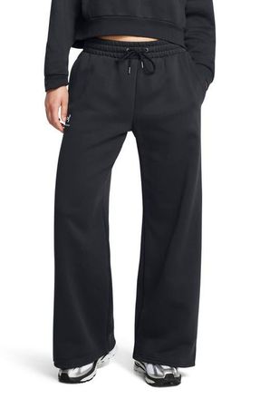 Under Armour Icon Fleece Wide Leg Sweatpants in Black //White at Nordstrom, Size Xx-Large