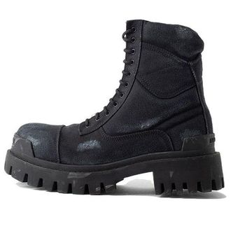 Balenciaga (WMNS) Balenciaga Combat Strike 20mm Boots Washed Black Cotton 694060W2H111000