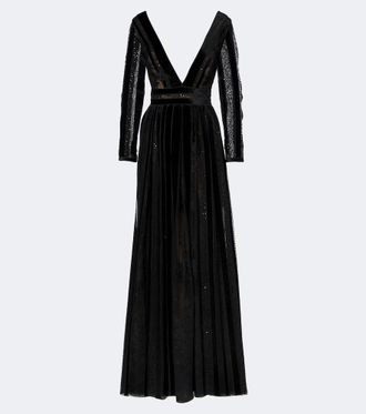 Costarellos Vestido de fiesta Malena de encaje y terciopelo