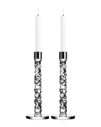 Orrefors Set Of 2 Large Carat Candlesticks
