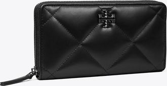 Tory Burch Womens Kira Diamond Quilt Powder Coated Zip Continental Wallet, One Size