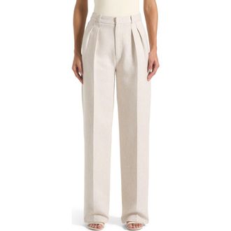 Mani&egrave;re De Voir Julie Tailored Twin Pleat Trousers in Light Beige at Nordstrom, Size 10