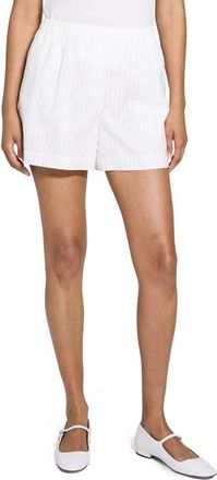 Theory Stripe Cotton Boxers Shorts in White at Nordstrom, Size Medium