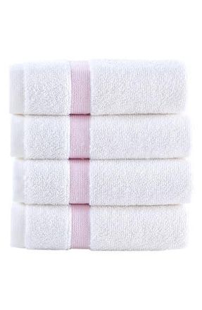 Brooks Brothers Contrast Border 4-Piece Towel Set in White/Pink at Nordstrom Rack, Size Hand Towel