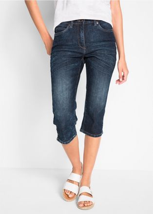 Bonprix Caprijeans BONPRIX, Damen, Gr. 38, N-Gr, nachtblau denim, Denim/Jeans, Obermaterial: 82% Baumwolle, 17% Polyester, 1% Elasthan, regular fit, Jeans Cap