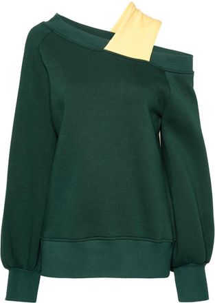 Ioana Ciolacu Nutmeg off-shoulder sweatshirt - women - Polyester/Cotton - L - Green