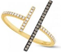 Allurez 0.19ct 14k Yellow Gold White & Champagne Diamond Ring