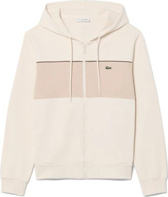 Lacoste Colorblock Hoodie met Rits - Heren - Vesten met rits - Beige - S - Katoen - Hoodies & sweatvesten