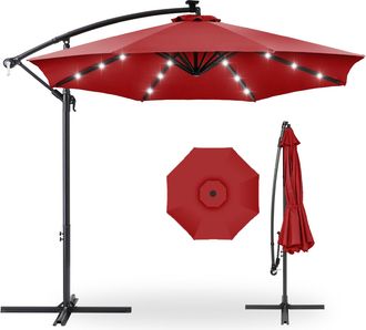 Best Choice Products 10ft Solar LED Offset Hanging Outdoor Market Patio Umbrella w/ Adjustable Tilt