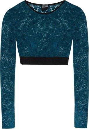 Versace Jeans Couture Top corto in pizzo a fiori - Blu