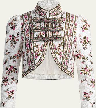 Alice & Olivia Ilaria Embroidered Cropped Jacket