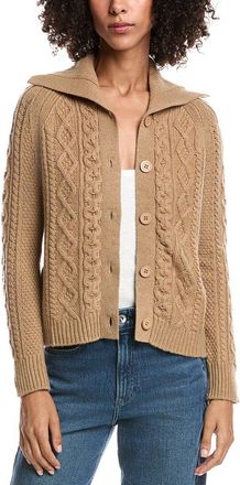 Forté Cashmere Wool & Cashmere-Blend Luxe Cable Cardigan