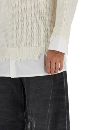 Maison Margiela Wool-Blend Crew Neck Sweater - Ivory