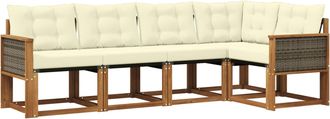 vidaXL Conjunto De Sof&aacute;s De Exterior 5 Uds. Natural Y Crema Vidaxl