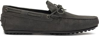 Tod's Gray Nubuc Leather Mens Moccassin