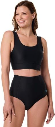 Coolibar Bikini Swim Crop Top - UPF 50+ Sun Protection - Spring Garden in Black at Nordstrom, Size Xx-Large