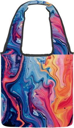 Generic Colorful Abstract Pattern Reversible Canvas Shoulder Tote - Double-Sided Print, 12oz Cotton, 27cm Drop, Fold-Flat Bag for Travel, Shopping, Street Out