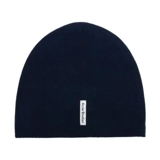 Acne Studios Accessoires, unisex, Blauw, ONE Size, Kasjmier, Ribbed Knit Beanie
